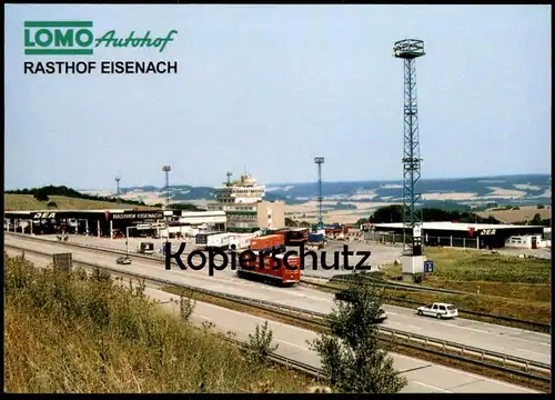 ÄLTERE POSTKARTE RASTHOF EISENACH LOMO AUTOHOF LKW TRUCK AUTOBAHN-RASTSTÄTTE KRAUTHAUSEN Grenzturm ? motorway autoroute