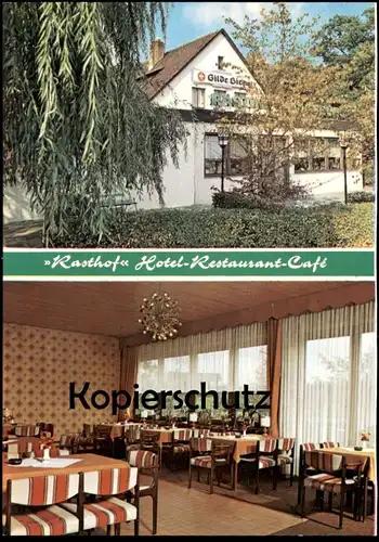 ÄLTERE POSTKARTE WOLFSBURG DETMERODE RASTHOF HOTEL RESTAURANT CAFÉ RATSKELLER EDEL PILS LANDKARTE AK cpa postcard