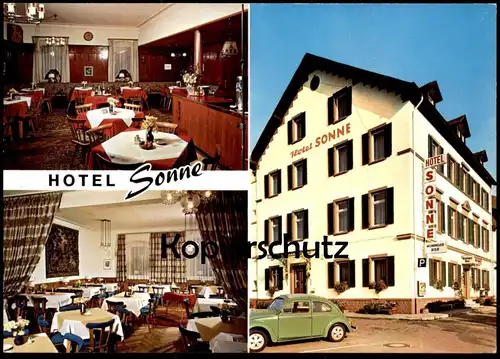 ÄLTERE POSTKARTE ETTLINGEN HOTEL SONNE MONINGER BIER ZIGARETTENAUTOMAT AUTOMAT VW KÄFER VOLKSWAGEN Ansichtskarte cpa