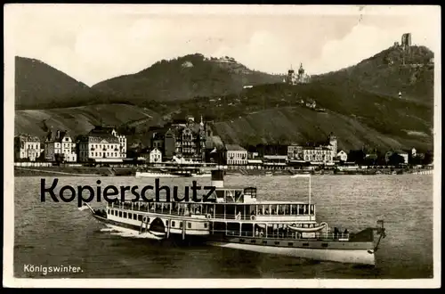 ALTE POSTKARTE KÖNIGSWINTER AM RHEIN MIT DRACHENFELS SCHIFF DAMPFER Steam Ship Steamer Rhein Rhine Rhin Rijn AK postcard