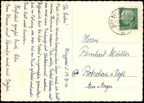 ÄLTERE POSTKARTE WUPPERTAL ELBERFELD SCHWEBEBAHN NACH VOHWINKEL 1956 Ansichtskarte AK cpa postcard