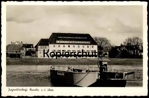 ALTE POSTKARTE HAMELN JUGENDHERBERGE MIT FÄHRE HAMELN BOOT SCHIFF ship ferry Ansichtskarte postcard AK cpa