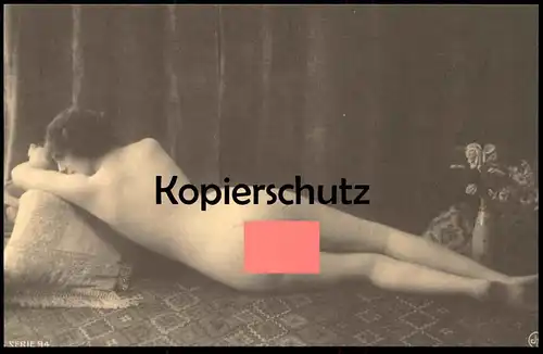 ÄLTERE REPRO ? POSTKARTE AKT NACKTE LIEGENDE FRAU EROTIK POPO eroticism femme nus nude woman bottom nudity postcard