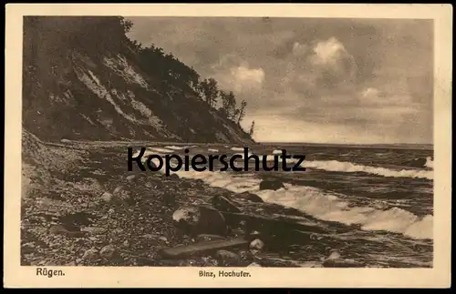 ALTE POSTKARTE INSEL RÜGEN OSTSEEBAD BINZ HOCHUFER Ufer Strand Meer Steilküste Ansichtskarte AK postcard cpa