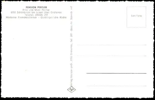 ÄLTERE POSTKARTE SCHÖNBRUNN AM LUSEN HOHENAU PENSION PERTLER FREMDENZIMMER GÄSTERAUM Ansichtskarte AK cpa postcard