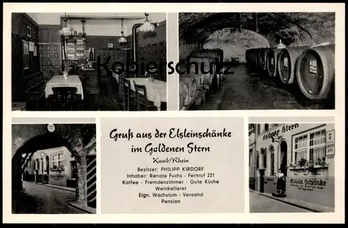 ALTE KARTE KAUB GRUSS AUS DER ELSLEINSCHÄNKE IM GOLDENEN STERN PHILIPP KIRDORF INHABER RENATE FUCHS RECHNUNG PENSION AK