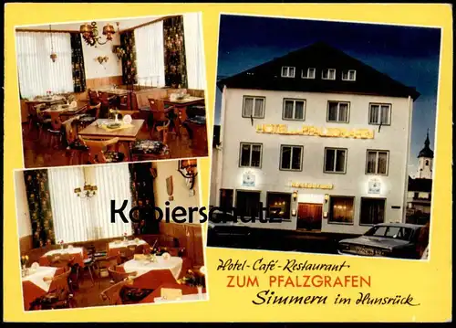 ÄLTERE POSTKARTE HOTEL CAFÉ RESTAURANT ZUM PFALZGRAFEN SIMMERN IM HUNSRÜCK GÜNTER KLOOS WM 1974 Ansichtskarte postcard