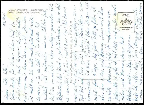 ÄLTERE POSTKARTE GRUSS AUS BAD GRUND OBERHARZ WALDGASTSTÄTTE HÜBICHALM HEINZ SIEBEN HARZ Hübich-Alm AK cpa postcard