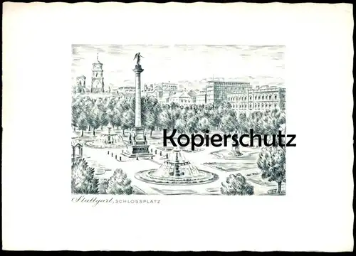 ALTE KÜNSTLER PASSEPARTOUT KARTE STUTTGART SCHLOSSPLATZ VERLAG KÖSLER Ansichtskarte AK cpa postcard