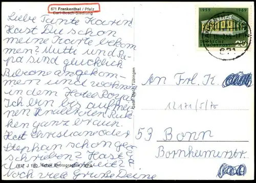 ÄLTERE POSTKARTE FRANKENTHAL PFALZ CARL-BOSCH SIEDLUNG HOCHHAUS ARCHITEKTUR architecture AK Ansichtskarte cpa postcard