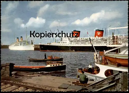 ÄLTERE POSTKARTE HAMBURG HAFEN DAMPFER HANSEATIC & ITALIA PASSAGIERSCHIFF Schiff Anne ship bateau steamer port postcard