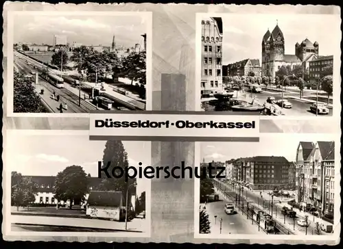 ÄLTERE POSTKARTE DÜSSELDORF OBERKASSEL RHEIN-ALLEE LKW VW KÄFER MIT VERDECK Ansichtskarte postcard AK cpa