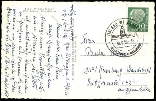 ÄLTERE POSTKARTE BAD WILDUNGEN PARKCAFÉ CAFÉ PARK 60er Jahre Architektur Ansichtskarte AK cpa postcard