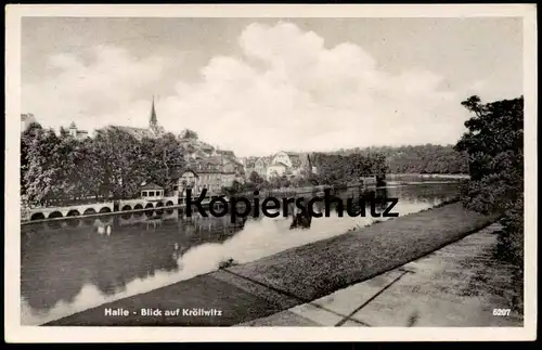 ALTE POSTKARTE HALLE SAALE BLICK AUF KRÖLLWITZ Teich Ansichtskarte AK postcard cpa