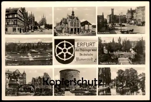 ALTE POSTKARTE ERFURT BLUMENSTADT CITADELLE CYRIAKSBURG GASTHAUS HOHE LILIE SORGE-ANLAGEN BAHNHOFSPLATZ STADTPARK AK cpa