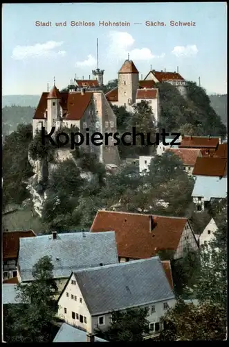 ALTE POSTKARTE STADT UND SCHLOSS HOHNSTEIN SÄCHSISCHE SCHWEIZ castle chateau Ansichtskarte AK cpa postcard