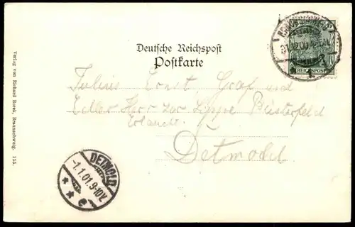 ALTE PASSEPARTOUT POSTKARTE BRAUNSCHWEIG DAS ALTE RATHAUS STEMPEL 31.12.1900 & DETMOLD 01.01.1901 Ansichtskarte AK cpa