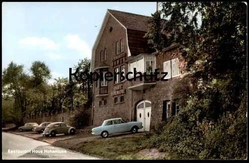 ÄLTERE POSTKARTE VICHT BEI STOLBERG RESTAURANT HAUS HOHENLOHE INHABER W. HANKER VW KÄFER VOLKSWAGEN AK cpa postcard