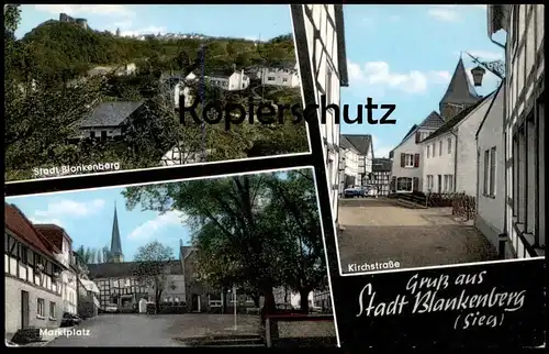 ÄLTERE POSTKARTE STADT BLANKENBERG SIEG MARKTPLATZ KIRCHSTRASSE BÄCKEREI WILLI PÜTZ RUF UCKERATH Hennef Ansichtskarte AK
