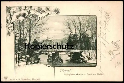 ALTE POSTKARTE ELBERFELD ZOOLOGISCHER GARTEN PARTIE AM WEIHER ZOO WINTER Wuppertal Ansichtskarte cpa postcard AK