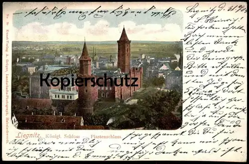 ALTE POSTKARTE LIEGNITZ SCHLESIEN KÖNGIGLICHES SCHLOSS PIASTENSCHLOSS PANORAMA castle Legnica postcard Ansichtskarte