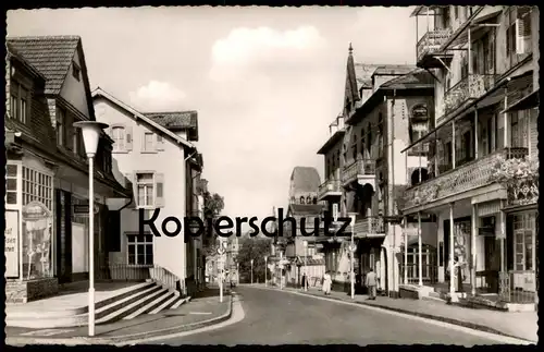 ÄLTERE POSTKARTE BAD MÜNSTER AM STEIN HAUPTSTRASSE GESCHÄFT FEINKOST SCHARLACHBERG MEISTERBRAND HOTEL KAISERHOF BÄCKEREI