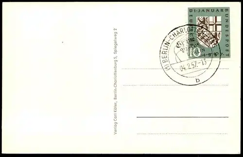 ALTE POSTKARTE BERLIN GRÜNE WOCHE 1957 GEMEINSCHAFTSSCHAU DER BERLINER LANDSCHAFTSGÄRTNER SONDERSTEMPEL Ansichtskarte AK