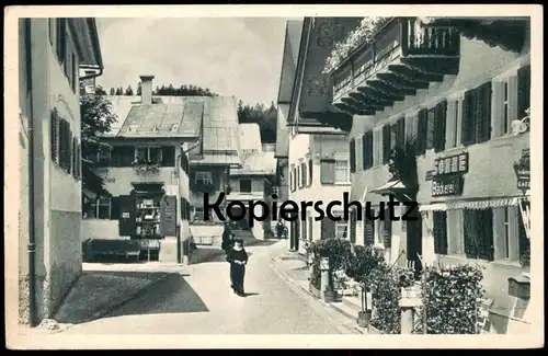 ALTE POSTKARTE OBERSTAUFEN IM ALLGÄU LINDAUER STRASSE BÄCKEREI SONNE SCHWARZE TRACHT NONNE Ansichtskarte AK cpa postcard