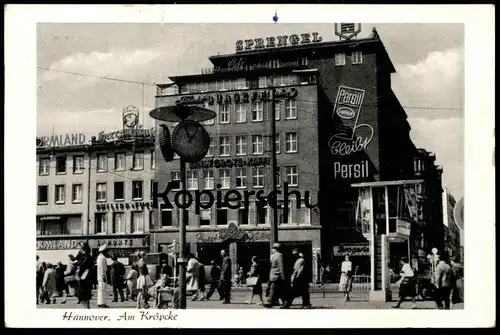 ALTE POSTKARTE HANNOVER AM KRÖPCKE VERKEHRSPOLIZIST REKLAME PERSIL WORMLAND SPRENGEL LA PORTE Ansichtskarte AK postcard