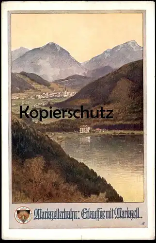 ALTE POSTKARTE MARIAZELLERBAHN ERLAUFSEE MIT MARIAZELL BAHN Eisenbahn Ansichtskarte AK postcard cpa