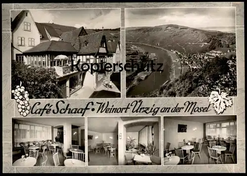 ÄLTERE POSTKARTE WEINORT ÜRZIG AN DER MOSEL BÄCKEREI CAFÉ SCHAAAF BERNKASTEL-KUES Ansichtskarte AK cpa postcard