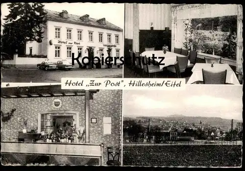 ÄLTERE POSTKARTE HILLESHEIM HOTEL ZUR POST COCA COLA UHR THEKE KARMANN GHIA ? WILLI VOGES Ansichtskarte postcard cpa AK