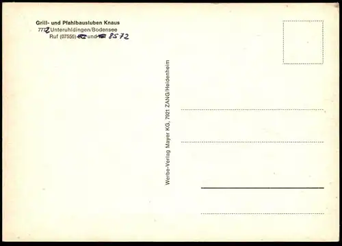 ÄLTERE POSTKARTE UNTERUHLDINGEN GRILL- UND PFAHLBAUSTUBEN KNAUS BODENSEE UHLDINGEN-MÜHLHOFEN Ansichtskarte cpa postcard