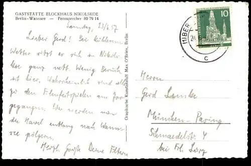ÄLTERE POSTKARTE BERLIN WANNSEE GASTSTÄTTE BLOCKHAUS NIKOLSKOE Ansichtskarte AK cpa postcard