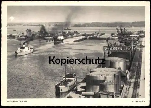 ALTE POSTKARTE KIEL HOLTENAU SCHLEUSE KANALSCHLEUSE FRACHTSCHIFF Schiff cargo ship canal postcard cpa