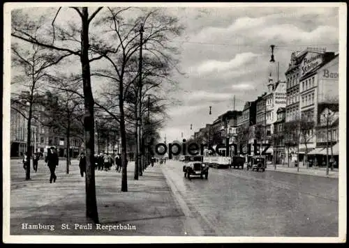 ALTE POSTKARTE HAMBURG ST. PAULI REEPERBAHN 1939 RESTAURANT SCHILPP DIETRICH MENKE KONDITOREI STRASSENBAHN Tram Oldtimer