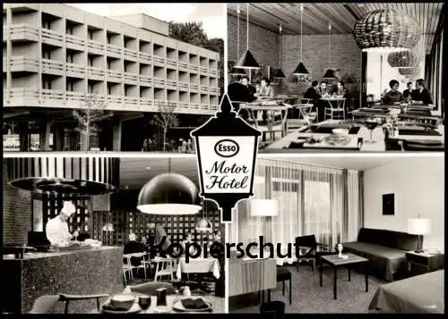 ALTE POSTKARTE HANNOVER KIRCHRODE ESSO MOTOR HOTEL AM TIERGARTEN GROSSER PARKPLATZ & ESSO STATION KOCH cook AK postcard