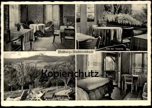 ALTE POSTKARTE HAUS WALBURG WALDBREITBACH LESEZIMMER TEIL DER VERANDA LIEGEWIESE SCHLAFZIMMER Ansichtskarte cpa postcard