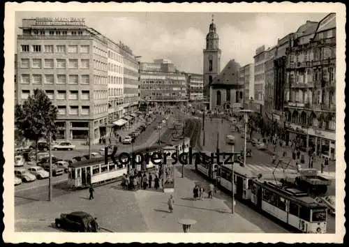 ÄLTERE POSTKARTE FRANKFURT AM MAIN ROSSMARKT UND KATHARINENKIRCHE KIRCHE STRASSENBAHN TRAM Ansichtskarte AK cpa postcard