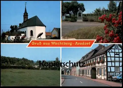 ÄLTERE POSTKARTE GRUSS AUS WACHTBERG ARZDORF KIRCHE PANORAMA ZIGARETTENAUTOMAT FORD ESCORT Ansichtskarte cpa AK postcard