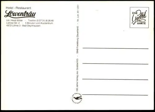 ÄLTERE POSTKARTE LÖHNE HOTEL RESTAURANT LÖWENBRÄU HEIDI WILDE OPEL KADETT MERCEDES VOLKSWAGEN VW Bad Oeynhausen AK cpa