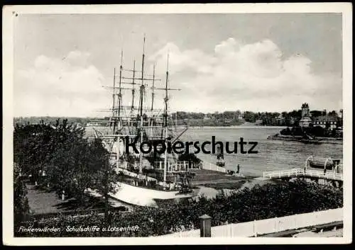 ALTE POSTKARTE FINKENWÄRDER SCHULSCHIFFE & LOTSENHÖFT FINKENWERDER HAMBURG Hafen Schiff ship port Ansichtskarte postcard