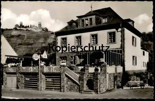 ÄLTERE POSTKARTE ALKEN MOSEL GASTHAUS PENSION GUSTAV HÜRTER BAHNSTATION KATTENES Rhein-Mosel Kobern-Gondorf AK cpa