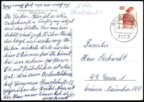 ÄLTERE POSTKARTE BAD BODENTEICH HAUS WOBBE 1977 FREMDENZIMMER GROSSER GARTEN Ansichtskarte AK cpa postcard