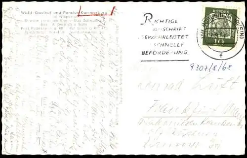 ÄLTERE POSTKARTE WALD-GASTHOF KAMMERBURG STRECKE LORCH BAD SCHWALBACH WISPERTAL POST RÜDESHEIM postcard AK Ansichtskarte