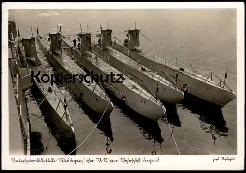 ALTE POSTKARTE UNTERSEEFLOTTILLE WEDDINGEN OHNE U 12 AM WOHNSCHIFF LIEG. U-BOOT Submarine sous-marin U-Boat Urbahns Kiel