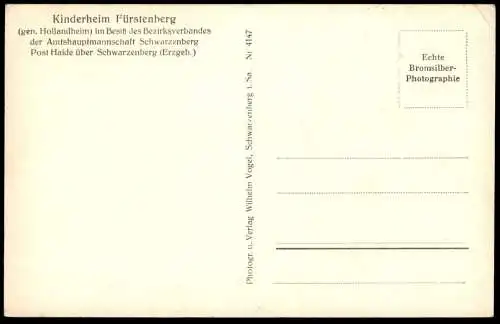 ALTE POSTKARTE HOLLANDHEIM BEI SCHWARZENBERG IM SÄCHSISCHEN ERZGEBIRGE KINDERHEIM FÜRSTENBERG POST HAIDE Holland-Heim