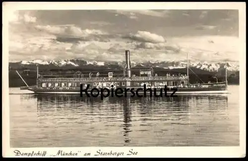 ALTE POSTKARTE DAMPFSCHIFF MÜNCHEN STARNBERGER SEE STEMPEL STARNBERG-ANGERWEIDE Dampfer Schiff ship bateau postcard cpa