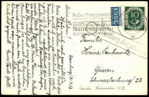 ALTE POSTKARTE DAMPFSCHIFF MÜNCHEN STARNBERGER SEE STEMPEL STARNBERG-ANGERWEIDE Dampfer Schiff ship bateau postcard cpa