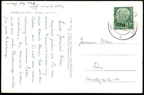 ALTE POSTKARTE FRANKFURT-HÖCHST AM MAIN ANLAGEN AM MAIN Park Garten Ansichtskarte AK cpa postcard